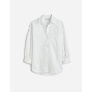 NWT Madewell Shirred Button-Up Shirt in Linen-Cotton XS white NV186